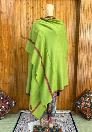 Lemon green Embroidered Pashmina Shawl