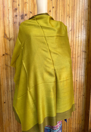 Light and dark olive fine wool shawl