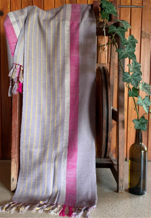 Patterned Grey Pink Pashmina Scarf