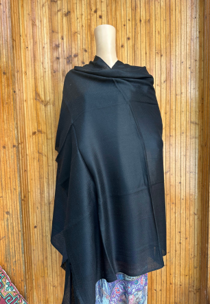 Royal Black Fish bone Fine wool shawl