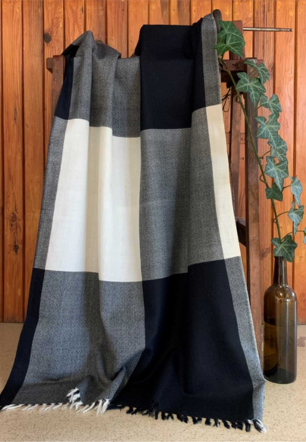 Grey White Merino Wool Stole